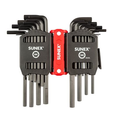 Sunex SAE/Metric 26 Piece Long Arm Hex Key Set, 2mm-10mm, 0.05"-3/8"