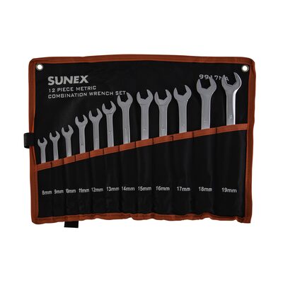 SUNEX 12 Pc. Metric Full Polish V-Groove Combination Wre