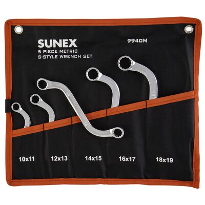 SUNEX S-STYLE DOUBLE BOX END METRIC WRENCH SET, 5 PC.