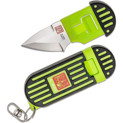 SUNEX Al Mar Stringer D2 Wedge Blade Keychain Knife in Blister Card - Green/Black