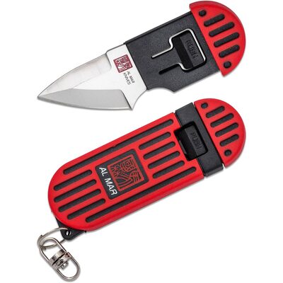 SUNEX Al Mar Stringer D2 Wedge Blade Keychain Knife in Blister Card - Red/Black