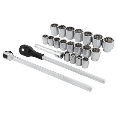 SUNEX 3/4 Inch 22 Piece Chrome Socket  and Ratchet Set