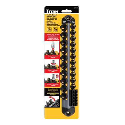 Titan Double Socket Storage Rail 1/4 in. and 3/8 in. Drive