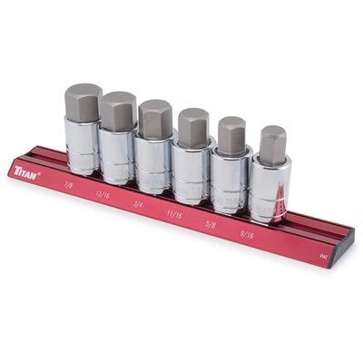 TITAN 6 Pc. 1/2" Drive Sae Large Hex Bit