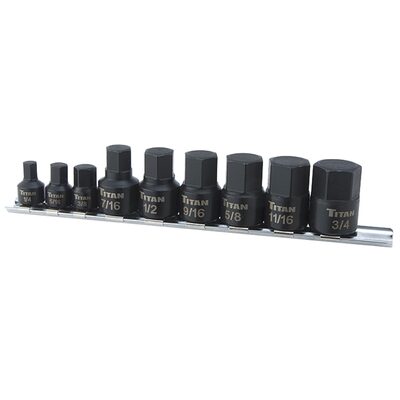 TITAN 9-PC 1/4" DR STUBBY SAE HEX BI