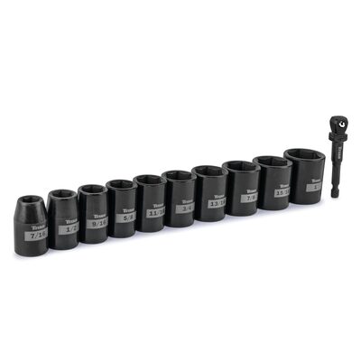 Titan 11 Piece 1/2 Inch Drive 6 Point SAE Standard Impact Socket Set
