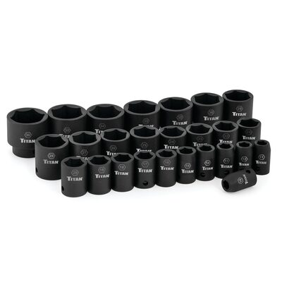 Titan 26 Piece 1/2 Inch Drive 6 Point Metric Standard Impact Socket Set