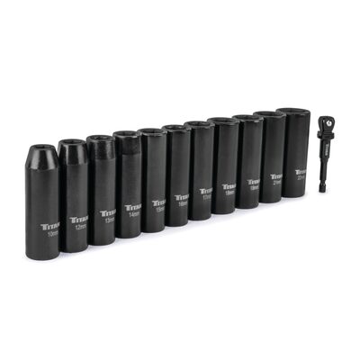 Titan 12 Piece 1/2 Inch Drive 6 Point Metric Deep Impact Socket Set