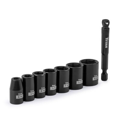 Titan 8 Piece 1/4 Inch Drive 6 Point SAE Impact Socket Set