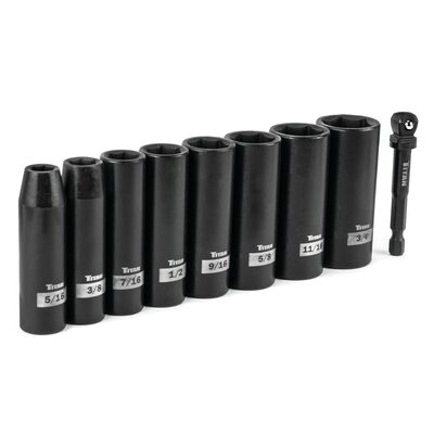 Titan 9 Piece 3/8 Inch Drive SAE 6 Point Deep Impact Socket Set
