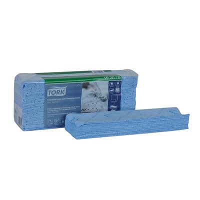Tork Molnlycke 192578 Top-Pak Industrial Low Lint Cleaning Cloth, 12.83 in L x 15.35 in, 80, Polypropylene, Blue, 1 Plys