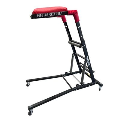 Traxion 3-107 Quality Economy Topside Creeper - Black with Expanded Metal Steps and Velcro Stomach Pads with Tool Loops