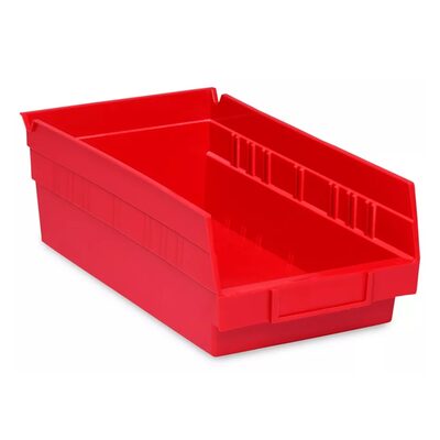 Uline Plastic Shelf Bins - 7 x 12 x 4", Red