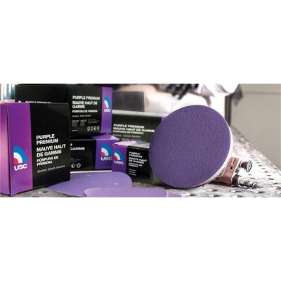 USC ABRASIVES Purple Premium 991320 Sanding Disc, 6 in Dia, P1000 Grit, Film Backing, Wet/Dry, PSA Attachment
