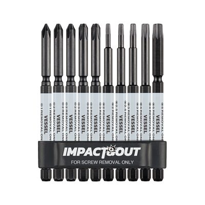 Vessel Tools Impact & Out Screw Removing Bit ASSORTMENT