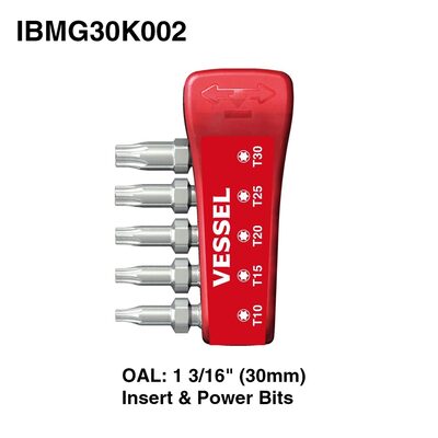 Vessel Tools Impact Ball Torsion Bits Assort X30 5PC (MG Holder