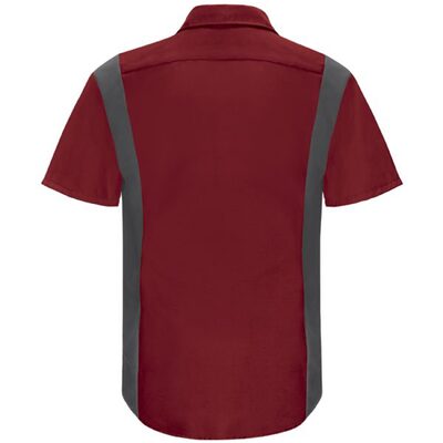 Workwear Outfitters Men's Long Sleeve Perform Plus Shop Shirt w/ Oilblok Tech Red/Charcoal, Medium