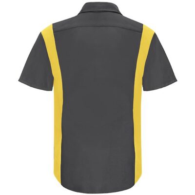 Workwear Outfitters Men's Short Sleeve Perform Plus Shop Shirt w/ Oilblok Tech Charcoal/Yellow, 5XL