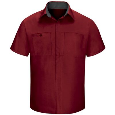 Workwear Outfitters Men's Short Sleeve Perform Plus Shop Shirt w/ Oilblok Tech Red/Charcoal, 4XL