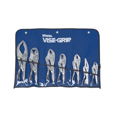 Vise Grip 757KB - 7 Piece 5 Inch to 12 Inch Metal Handle Parrot/Curved/Large Curved/Long Nose/Jaws Locking Pliers Set