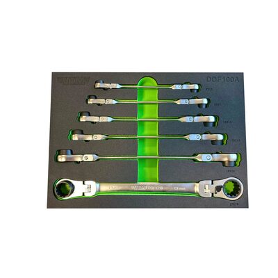 VIM Tools 6 Piece Double Deep Spline Flex Head Ratcheting Wrench Set - Metric