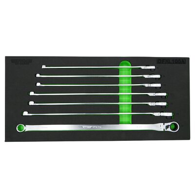 VIM Tools 7 Piece Deep Spline Ratcheting Flex Head XL Wrench Set (8-14 mm)