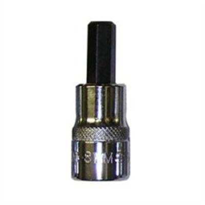 VIM Tools 8 mm Hex Bit, Satin Chrome 3/8 Inch Square Drive Bit Holder
