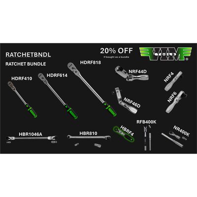 VIM Tools RATCHET BUNDLE &hyphen; HDRF410, HDRF614, HDRF818, HBR1046A, HBR810, HBRF4, NRF44D, NRF46D, NRF4, NRF6, RFB400K, NR400K (20% off)