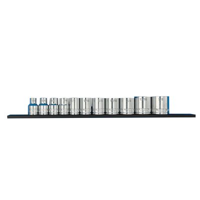VIM Tools 11 PC. 3/8-IN DR. SAE SOCKET SET W/ 12-INCH BLACK MAGRAIL