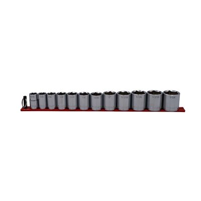 VIM Tools 12 PC. 1/2'' DR. SAE SOCKET SET W/ 16" RED MAGRAIL (INCLUDES 9/16'' - 1-1/4'')