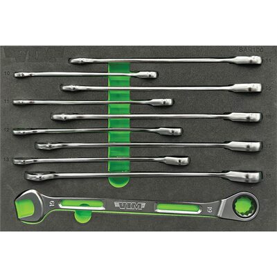 VIM Tools 10 Piece Slim Angled Ratcheting Wrench Set