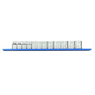 VIM Tools 12 Piece 3/8 Inch Drive Metric Socket Set with 12 Inch Blue Magrail - SMS600 Subset