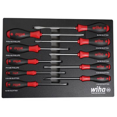 Wiha Tools Set Includes: Slotted Tips - 3.5mm, 4.0mm, 4.5mm, 5.5mm, 6.0mm, 6.5mm, 8.0mm | Phillips Tips - #1, #2, #3