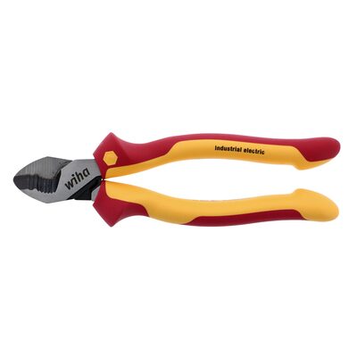 Wiha Tools Insul. Industrial Serrated Edge Cable Cutters 8" OAL. Industrial brushed finish. Two component ergo cushion grips.