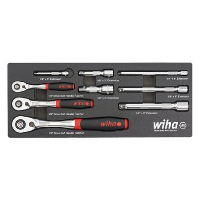 WIHA Tools 9 Piece SoftFinish Ratchet Tray Set