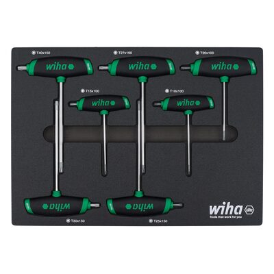 WIHA Tools 7 Piece SoftGrip Dual Drive Torx T-Handle Tray Set