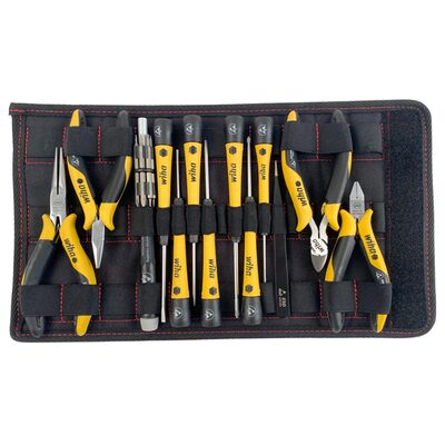 Wiha Tools 26 Piece ESD Safe PicoFinish Precision Screwdrivers Pliers and Bits Set with Heavy Duty Velcro Pouch