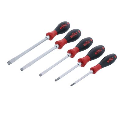 Wiha Tools 5 Piece SoftFinish X Heavy Duty Slotted and Phillips Screwdriver Set