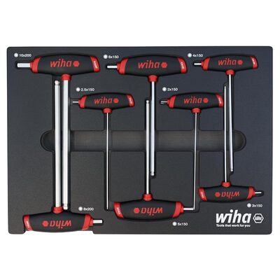 WIHA Tools 8 Piece SoftGrip Dual Drive Hex Metric T-Handle Tray Set