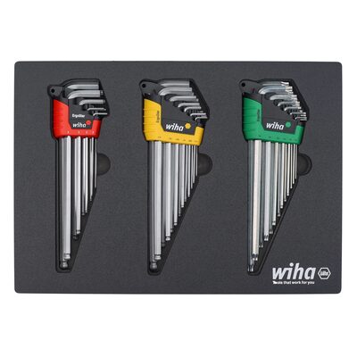 WIHA Tools 35 Piece ErgoStar L-Key Tray Set - Hex Metric, Hex SAE, Torx