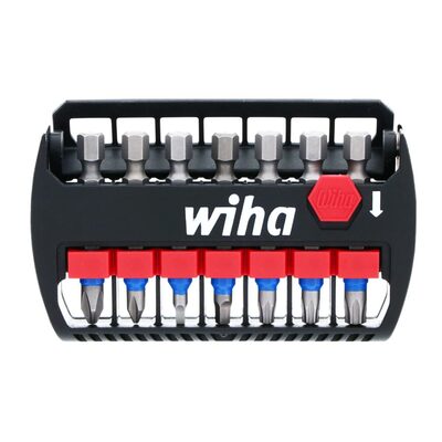 Wiha Tools TerminatorBlue Impact 7-Piece Bit Buddy 2" alloy steel bits.