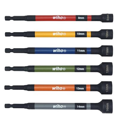 Wiha Tools 6 Pc Metric Color Coded Magnetic Nut Setter Set