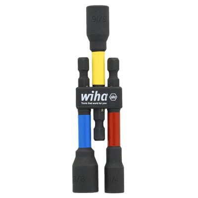 WIHA Tools 3 Pc Color Coded Magnetic Nut Setter Set