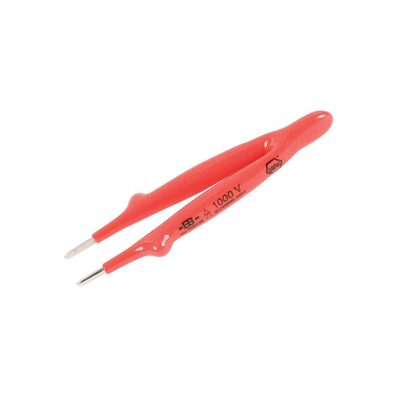Wiha Tools Insul. Tweezers Serrated, Straight Blunt 130mm Oal (5")