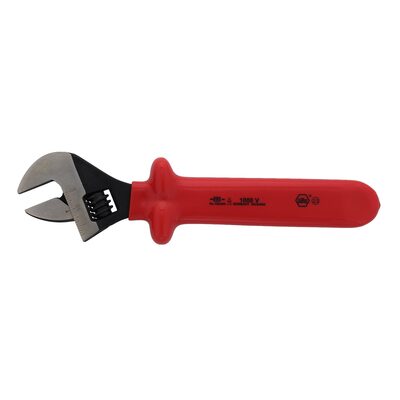 Wiha Tools Insul. Adjustable 10" Wrench w/ slip guard handle for added protection. Etched on scale for pre-setting size.