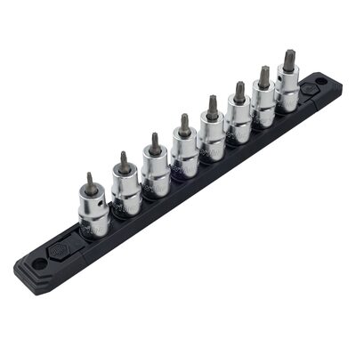 Wiha Tools Torx&reg; Bit Socket 3/8" Square Drive w/ 1/4" Replaceable Hex Bit 8 Piece Set T9 - T40 On Rail